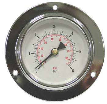 MANOMETRO GHIERA 3 FORI Ø=42mm. 0-6BAR FILETTO POSTERIORE – MANOMETRES Lamplast Maroc